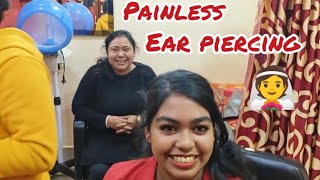 कान में खेद  Ear Piercing  Painless Ear Piercing  earpiercing gunshot [upl. by Ydnagrub]