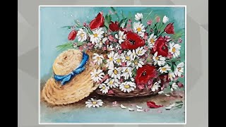 The hat and the flowers  Painting for Beginners Acrylic MariArtHome [upl. by Isdnil]