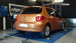 Reprogrammation moteur Peugeot 307 hdi 110cv  140cv dyno digiservices [upl. by Elyad]