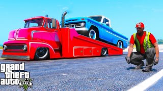 GTA 5 Mods Slamtruck Towing A 1965 Chevy C10 [upl. by Lenes]