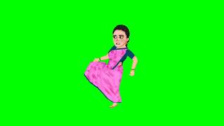 Indian women Kicking cartoon character green screen shot [upl. by Hakvir]