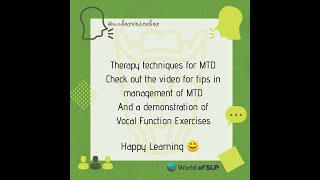 Voice Therapy for Muscle Tension Dysphonia MTD Part I [upl. by Latsirk]