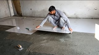 How to Master Room Floor Tile Install Skills Size 120×60cm [upl. by Ardnosal]