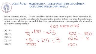 QUESTÃO 12 – MATEMÁTICA  CONCURSO UNESP  BANCA VUNESP [upl. by Eniarda]