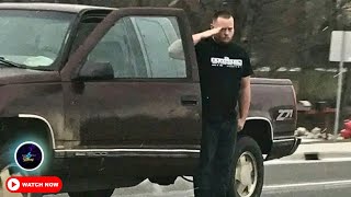 Man looks in rearview immediately pulls over and jumps out [upl. by Bloomer446]