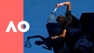 Zverev completely destroys racquet during Raonic 4R match  Australian Open 2019 [upl. by Kerby893]