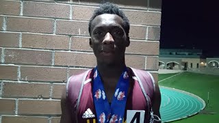 BlackvilleHildas Jaquel Holman talks about his three gold medals at SCHSL Class A state track meet [upl. by Arotahs]