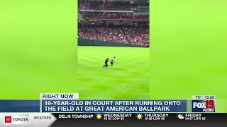 Reds fans runs onto field does backflip before being Tased [upl. by Leamaj]