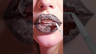 ASMR Lip care  Shaving  Festering wound care when piercing 2 animation asmr shorts [upl. by Drusi]