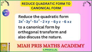 REDUCE THE QUADRATIC FORM INTO THE CANONICAL FORM 3X23Y25Z22XY6YZ6ZX BY ORTHOGONAL REDUCTION [upl. by Orrocos172]