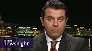 quotPull out and let all the migrants crossquot Macedonia FM  BBC Newsnight [upl. by Eelanej]