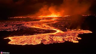 August 22nd 2024 New Iceland Volcano Eruption Footage  Sundhnúkagígaröðin Crater Row [upl. by Enitsirhc]