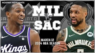 Milwaukee Bucks vs Sacramento Kings Full Game Highlights  Mar 12  2024 NBA Season [upl. by Kelcie]