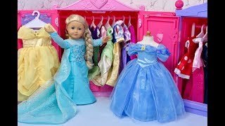 American Girl Doll Disney Princess Closet Tour [upl. by Attlee523]