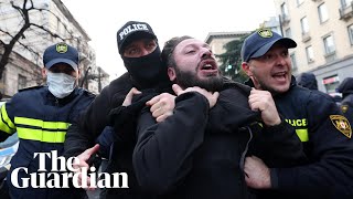 Georgia police clash with protesters denouncing disputed election result [upl. by Oirad]