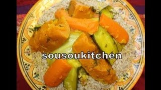 Recette de Couscous marocain Blé CompletMoroccan Whole wheat Couscousكسكسو الاحمرSousoukitchen [upl. by Ayeka519]