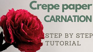 How To Make Carnation Crepe Paper Flower  Step By Step Tutorial [upl. by Einnep]