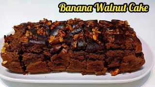 How To Make Eggless Banana Cake  How To Make Banana Walnut Cake  Easy Banana Walnut Cake Recipe [upl. by Fonzie457]