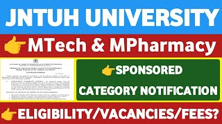 JNTUH MTech and MPharmacy Sponsored Category AdmissionStudentUpdates247 [upl. by Ranite]