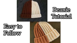 How to crochet two toned beanietwo coloured beaniebeginner friendlyeasy to follow beanie🔥 [upl. by Shandra]