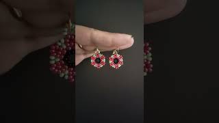 Floral bead earrings making beading tutorial for beginners [upl. by Enyrehtak722]