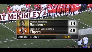 Massillon Tigers vs Warren Harding Raiders 10132023 [upl. by Kcolttam]