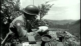 US 223rd Infantry Regiment soldiers set up sound locators locate enemy artilleryHD Stock Footage [upl. by Suilenroc945]