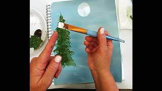 EASY HowTo Paint Pine Trees with acrylic paint [upl. by Melquist]