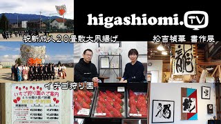 higashiomiTV  248☆「祝新成人２０畳敷大凧揚げ」と「松吉禎華 書作展」をリポート✨そして，あいとうマーガレットステーション「イチゴ狩り園」のお知らせです！ [upl. by Gal]