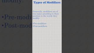 Types of Modifiers English Grammar [upl. by Christiansen503]