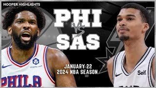 San Antonio Spurs vs Philadelphia 76ers Full Game Highlights  Jan 22  2024 NBA Season [upl. by Immat]