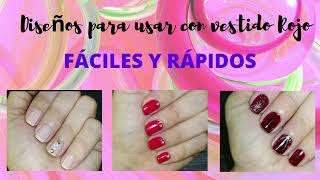 Diseños de UÑAS en ROJO💃UÑAS ELEGANTES 💚NO TE COMPLIQUES [upl. by Naenaj306]