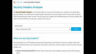 Security Headers Analyzer  Free SEO tool [upl. by Nerine]