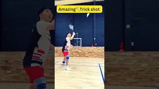 Badminton amazing trick shot in doubles match [upl. by Nylevol]