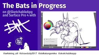 Digital Inking The Bats with Sketchable App [upl. by Broddy]