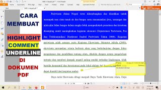 CARA MEMBUAT HIGHLIGHT UNDERLINE TEXT COMMENT DI PDF [upl. by Goeger]