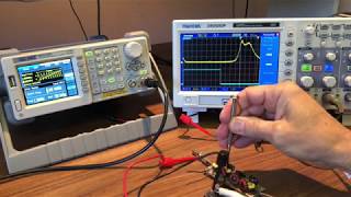 Tuning a bandpass filter using a signal generator and oscilloscope [upl. by Nnewg]