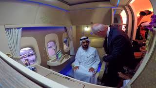 HH Sheikh Mohammed bin Rashid Al Maktoum visits New Emirates First Class Private Suite [upl. by Nahtad]