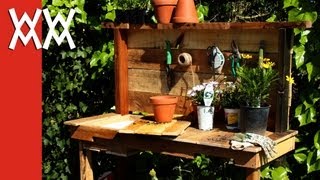 Make a rustic potting bench DIY project using upcycled wood and limited tools [upl. by Dust]