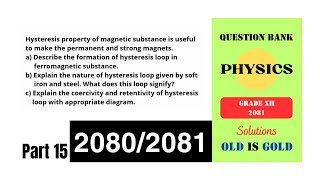 NEB Physics Class 12  Short Answer Questions  Part 15  Hysteresis Loop  Magnetism  Physics [upl. by Nwonknu]