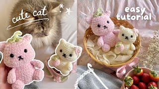 how to crochet a cute cat  easy tutorial  free pattern [upl. by Orms]