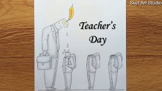 Teachers day drawing with pencil sketch step by step [upl. by Intihw288]