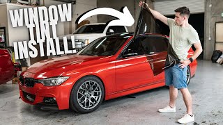 INSTALLING WINDOW TINT ON MY BMW 335I [upl. by Artsa]