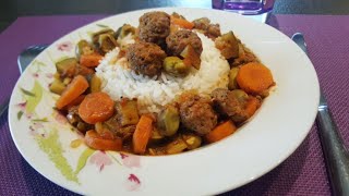 طجين الكفتة بالخضر و الفول روعة Tajine kefta et fèves 😊recette rapide😉 [upl. by Roydd]