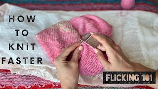 How to Knit Faster  Flicking Tutorial [upl. by Osber]