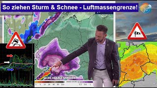 Große Umstellung der WetterlageHerbstEnde So ziehen Sturm amp Schnee Anschließend Luftmassengrenze [upl. by Dupre]