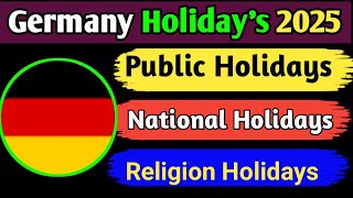 All Public Holidays In Germany 2025  Germany Holidays 2025 [upl. by Misaq]