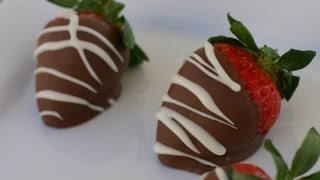 How To Make Chocolate Dipped Strawberries Drizzled With White Chocolate For Valentines Day [upl. by Nennahs]