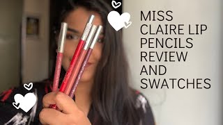 Miss Claire Glimmersticks For Lips Review  Swatches  Best Lip Liner In India For ₹65 [upl. by Nytsrik]