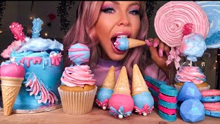 ASMR COTTON CANDY CAKE ICE CREAM CAKE POPS SPOONS BOBA JEWELS MARSHMELLOW LOLLIPOP MUKBANG 먹방 [upl. by Waterer490]